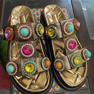 Kurt Geiger orsan bronze and crystal sandals